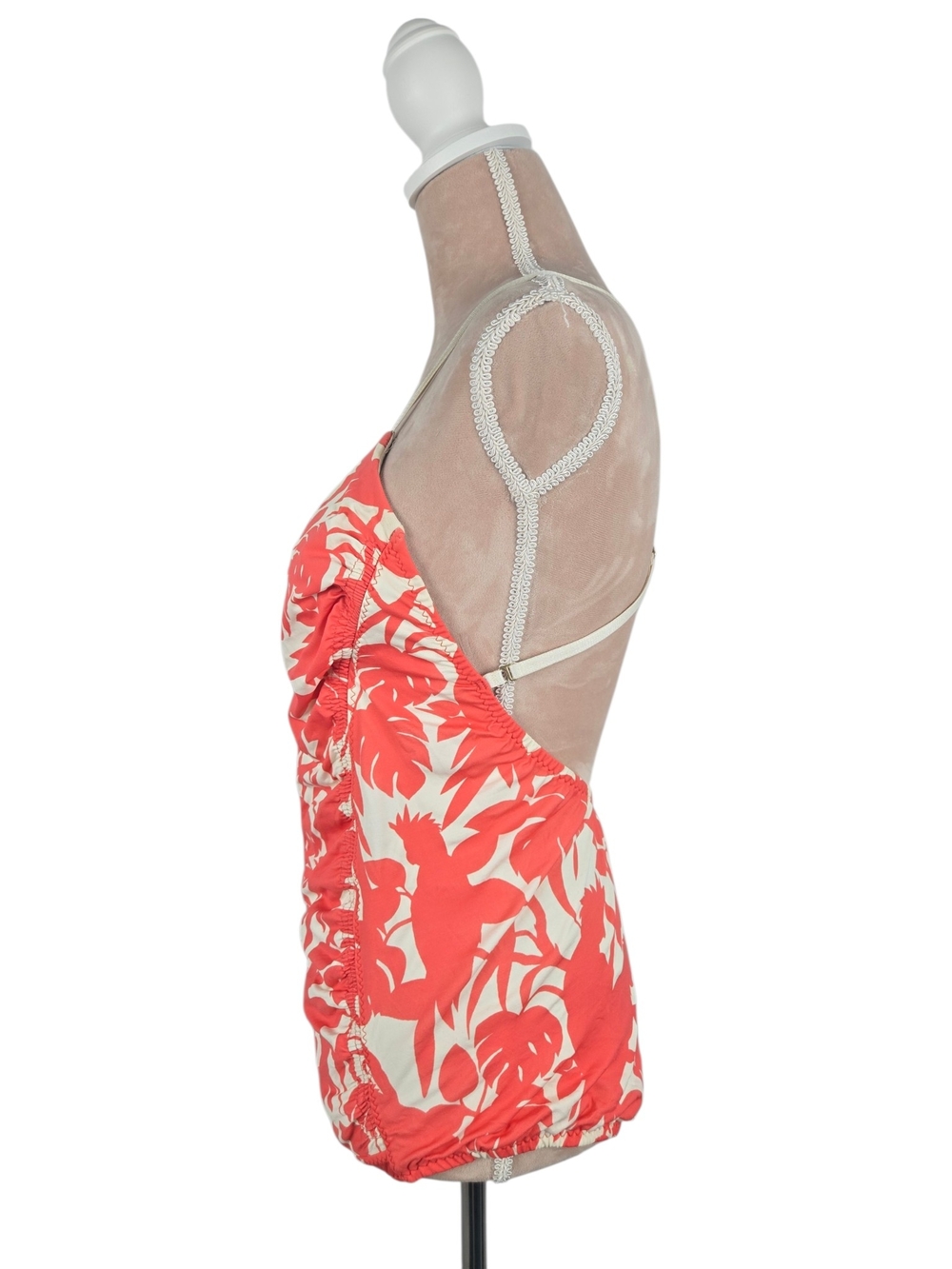 Florence Broadhurst for Kate Spade Cockatoo Print Swimsuit in Coral Size 4 - Picture 2 of 7